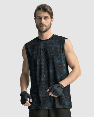Camiseta manga sisa deportiva y de secado rápido para hombre#color_516-estampado-galaxy-azul