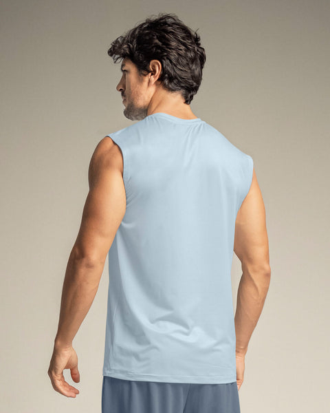 Camiseta manga sisa deportiva y de secado rápido para hombre#color_591-azul-claro
