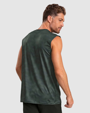 Camiseta manga sisa deportiva y de secado rápido para hombre#color_661-estampado-verde