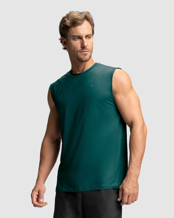 Camiseta manga sisa deportiva y de secado rápido para hombre#color_a41-verde-medio