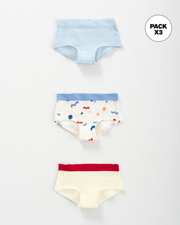 Paquete x 3 panties tipo hipster en algodón suave para niña#color_s47-estampado-azul-marfil