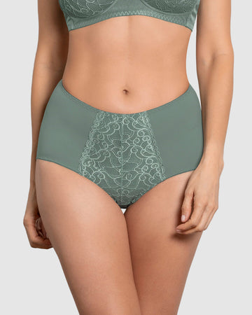 Panty clásico de compresión suave con toques de encaje en abdomen#color_198-verde