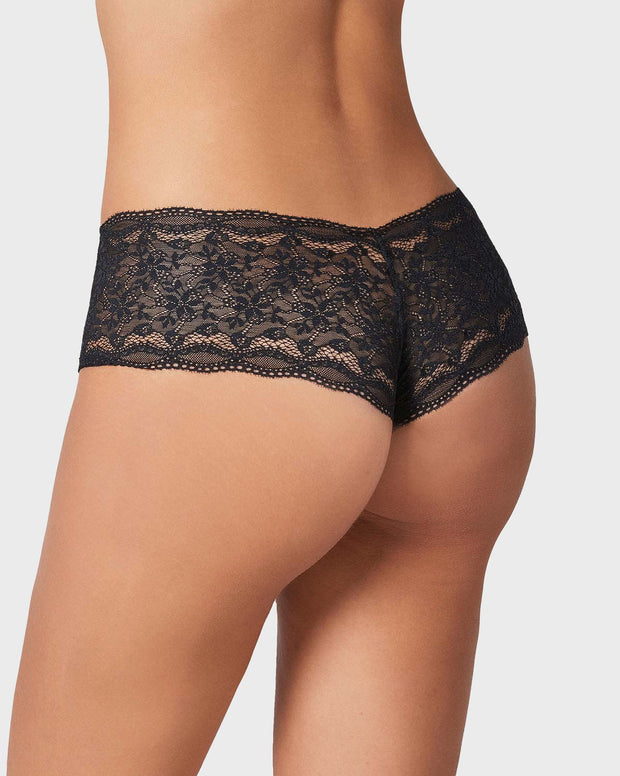 Panty estilo hípster en encaje sexy con refuerzo en algodón