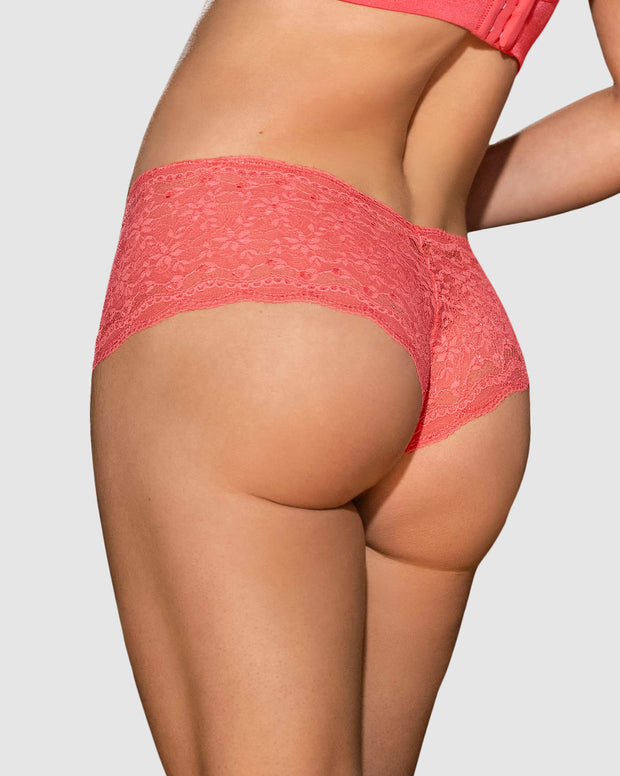Panty estilo hipster en encaje sexy con refuerzo en algodón