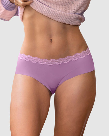 Panty hípster con encaje en cintura tiro medio#color_412-lila-oscuro