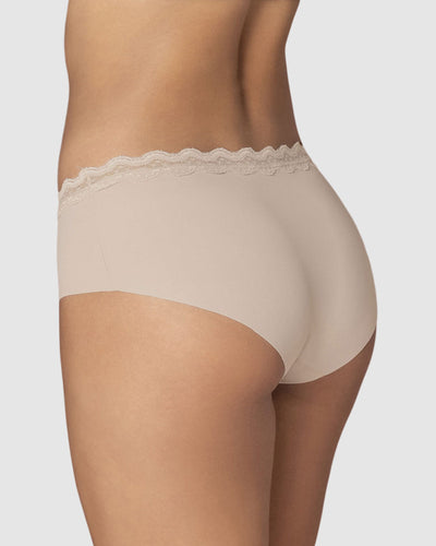 Panty hípster con encaje en cintura tiro medio#color_802-cafe-claro