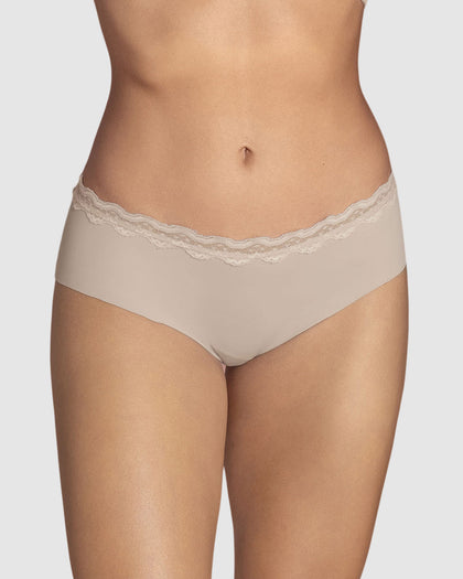 Panty hipster con encaje en cintura tiro medio#color_802-cafe-claro