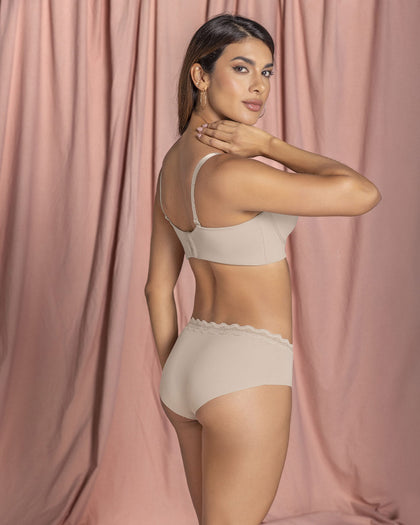 Panty hipster con encaje en cintura tiro medio#color_802-cafe-claro
