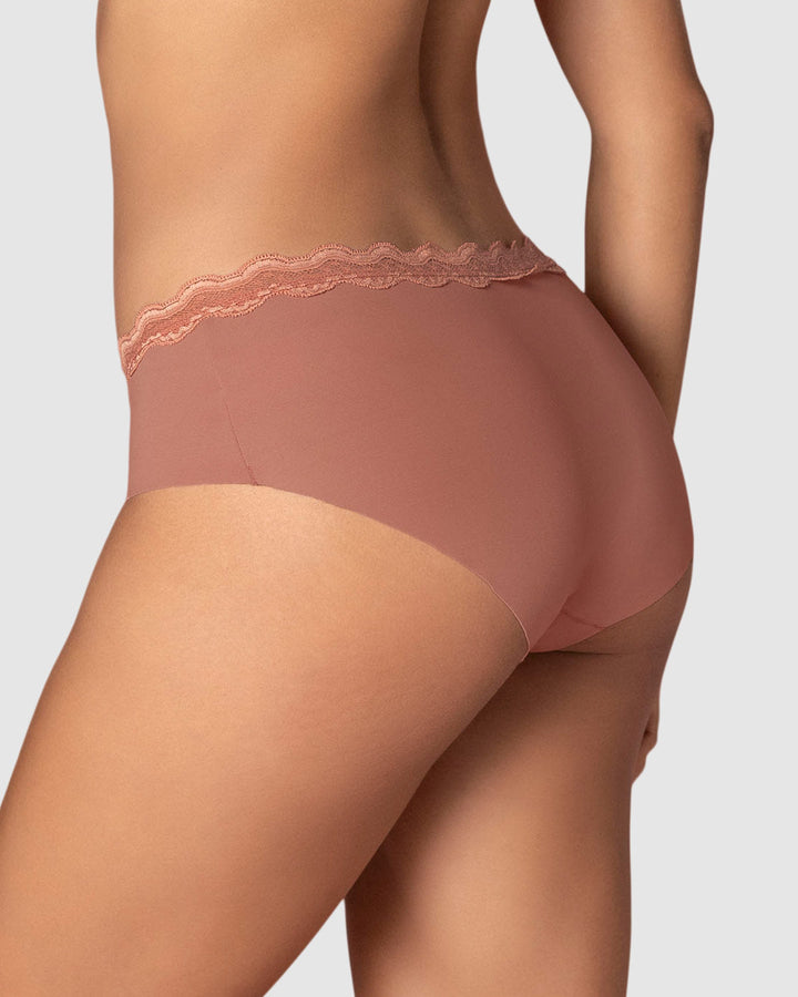 Panty hípster con encaje en cintura tiro medio