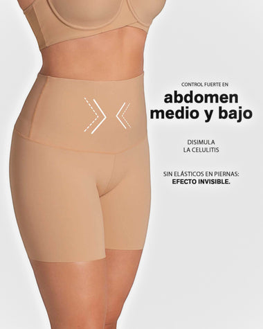 Short de compresión de abdomen y cintura que disimula la celulitis#color_801-cafe-medio