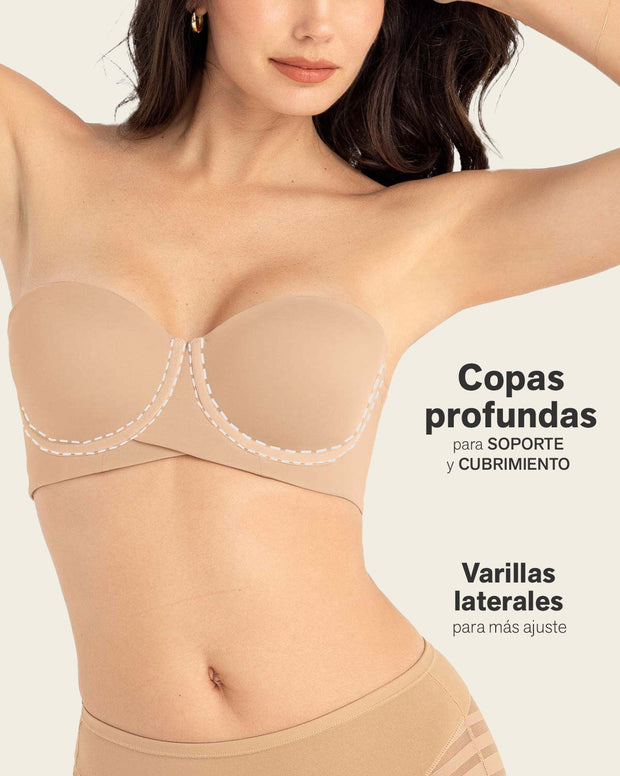 Brasier strapless ideal para busto mediano y grande