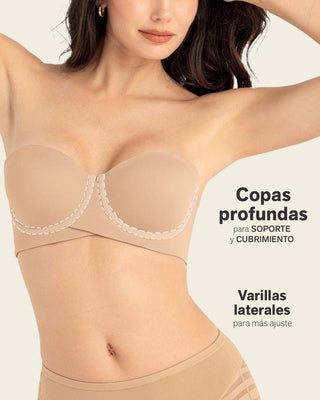 Brasier strapless ideal para busto mediano y grande#color_801-cafe-medio