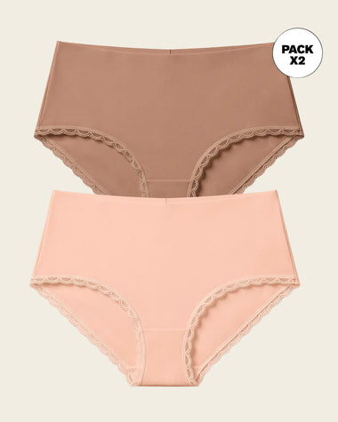 Paquete x 2 panties cacheteros, sin elásticos en cintura#color_s02-durazno-cafe-medio