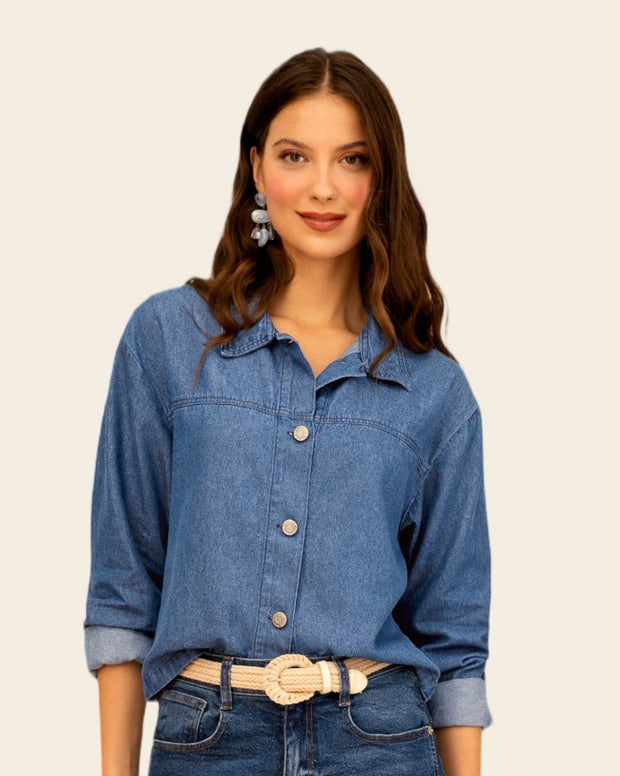 Chaqueta denim con bordado en espalda