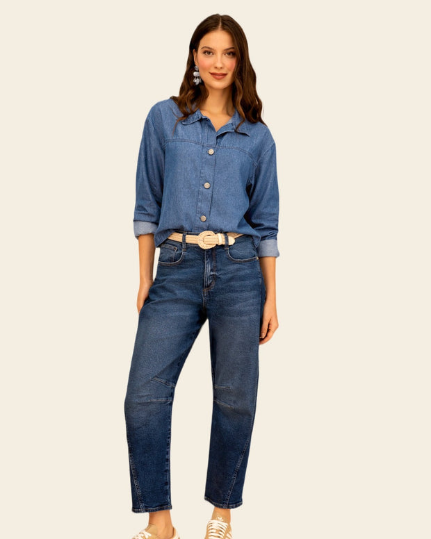 Chaqueta denim con bordado en espalda
