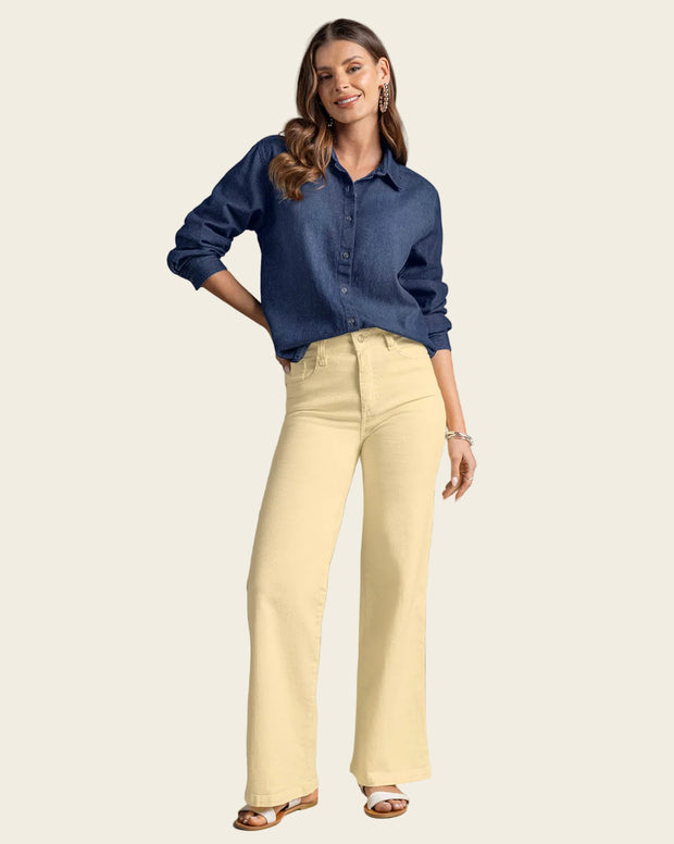 Jean bota ancha esencial para mujer