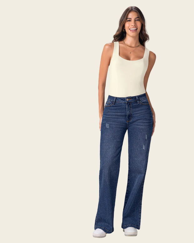 Jean bota ancha esencial para mujer