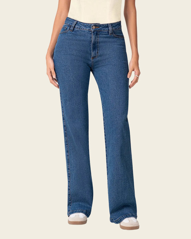 Jean bota ancha esencial para mujer