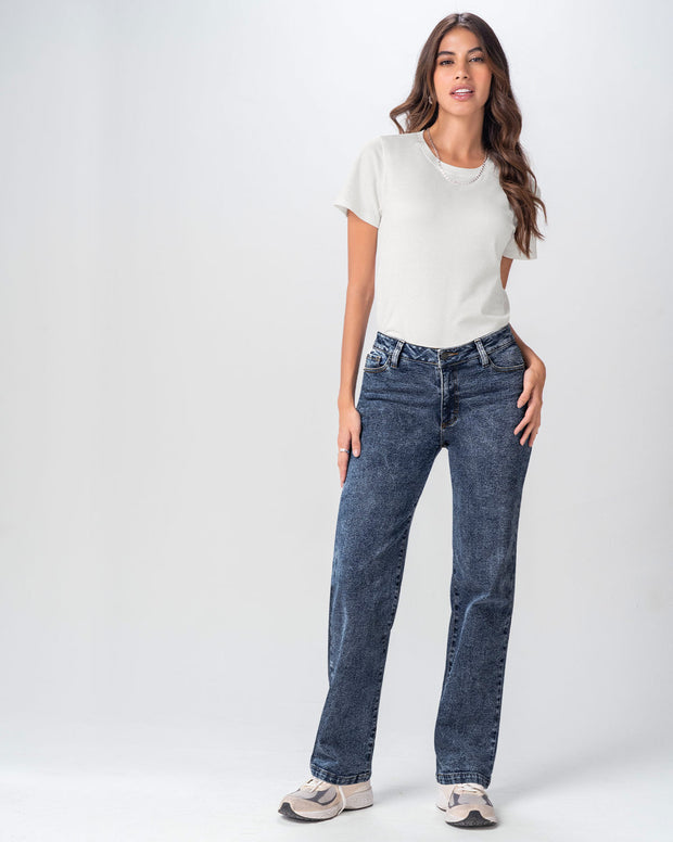 Jean bota recta para mujer