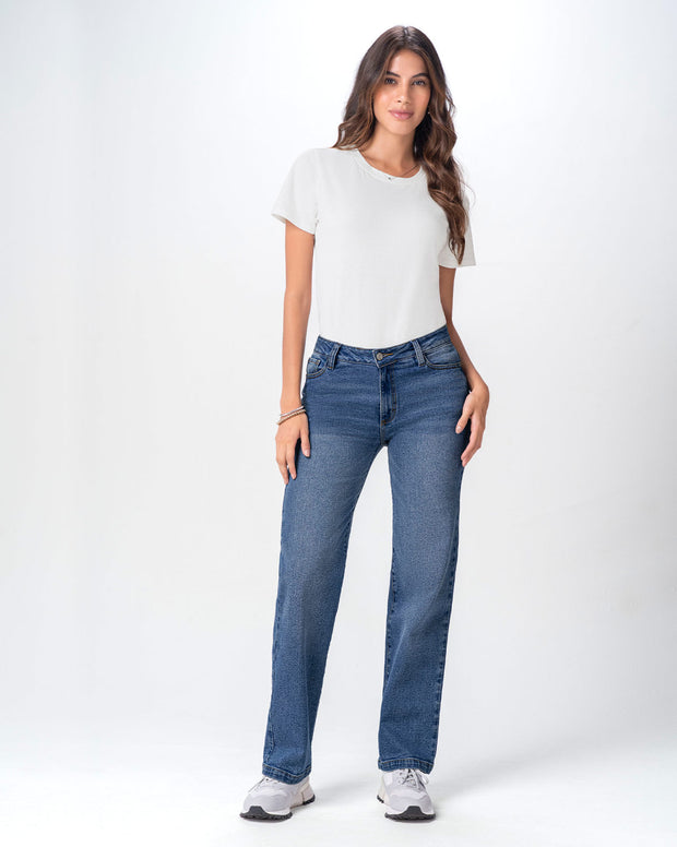 Jean bota recta para mujer
