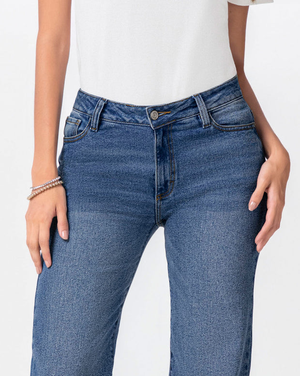 Jean bota recta para mujer