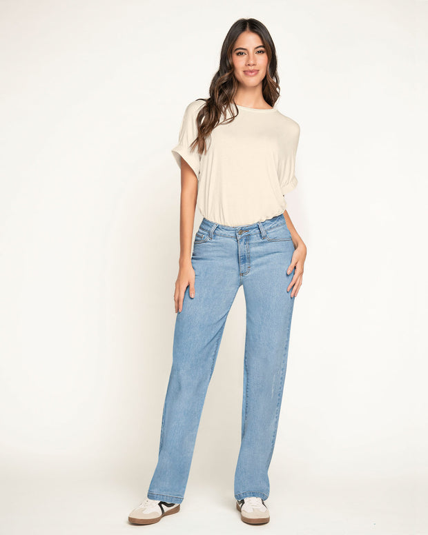 Jean bota recta para mujer