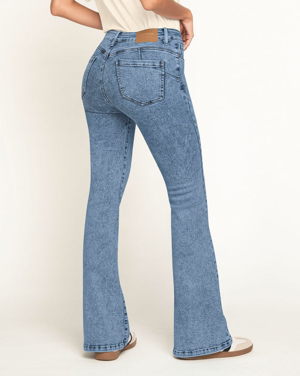 Jean levanta glúteos bota flare