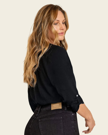 Blusa manga 3/4 con charretera no funcional#color_700-negro