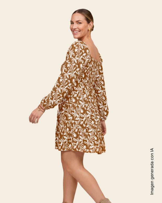 Vestido corto con nido de abeja en frente y espalda
