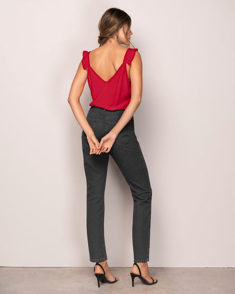 Blusa de tiritas cuello en V y escote profundo en espalda#color_302-rojo