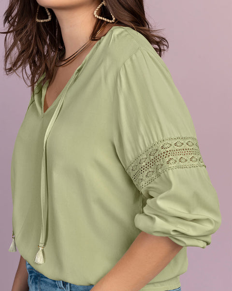 Blusa manga larga con detalle tipo SmartLace®#color_601-verde