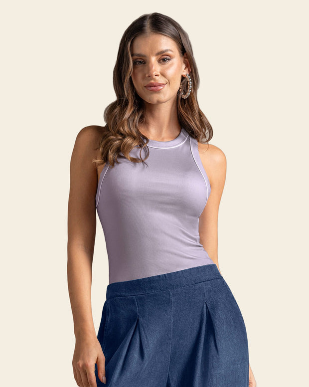 Camiseta manga sisa con raya en contraste