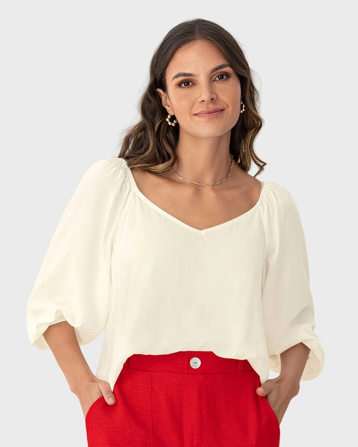 Blusa manga 3/4 de escote en V