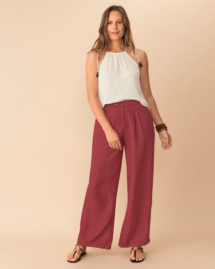 Pantalón bota recta elaborado en tela corrugada#color_221-terracota