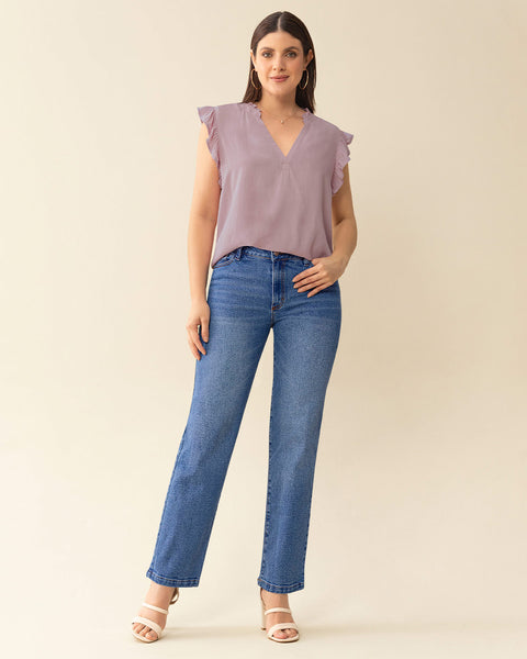 Blusa con boleros en cuello y mangas#color_422-lila