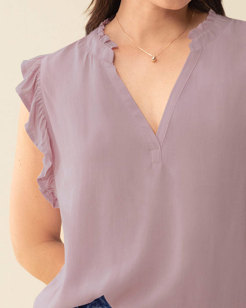 Blusa con boleros en cuello y mangas#color_422-lila