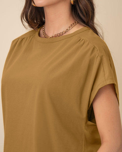 Blusa manga corta silueta cuadrada#color_847-mostaza