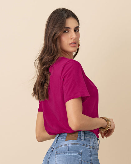 Camiseta manga corta con ojaletes en frente#color_301-magenta