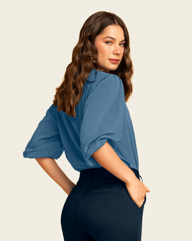 Blusa-manga-3/4-con-elástico-en-puños
