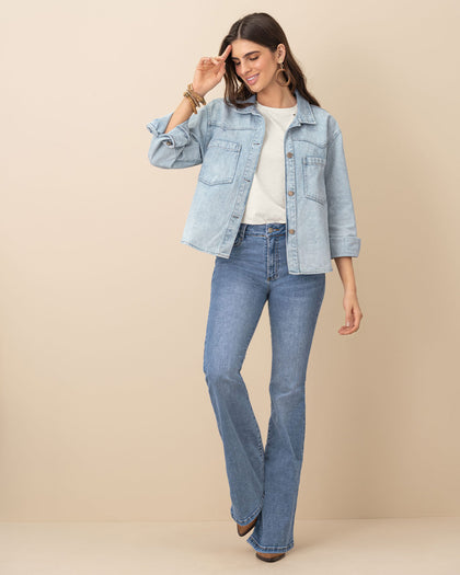 Chaqueta manga larga en denim#color_141-indigo