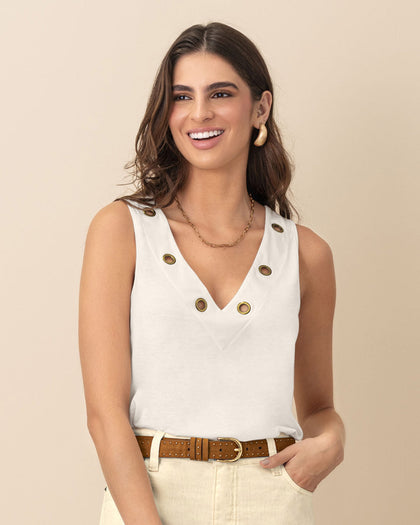 Camiseta manga sisa con ojaletes metálicos en el cuello#color_018-marfil