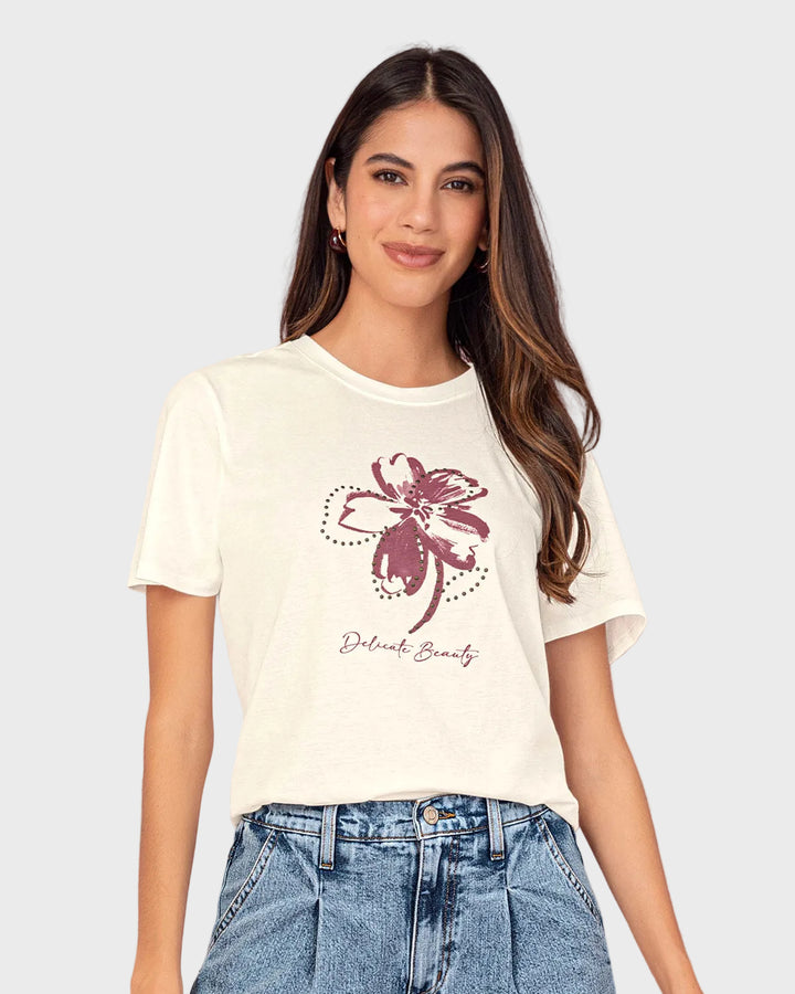 Camiseta manga corta en algodón con estampado en frente