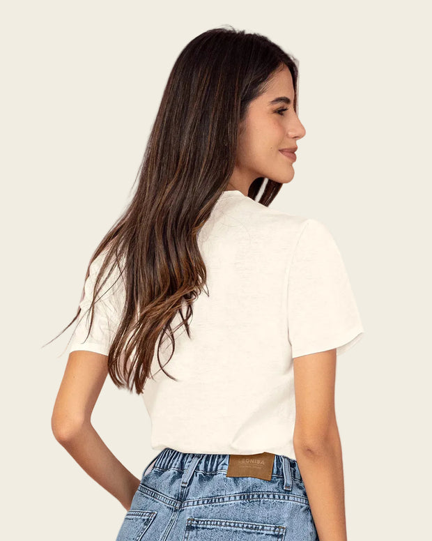 Camiseta manga corta en algodón con estampado en frente