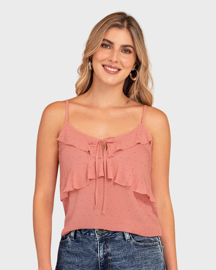 Camiseta de tiritas con boleros elaborada en tela con relieve