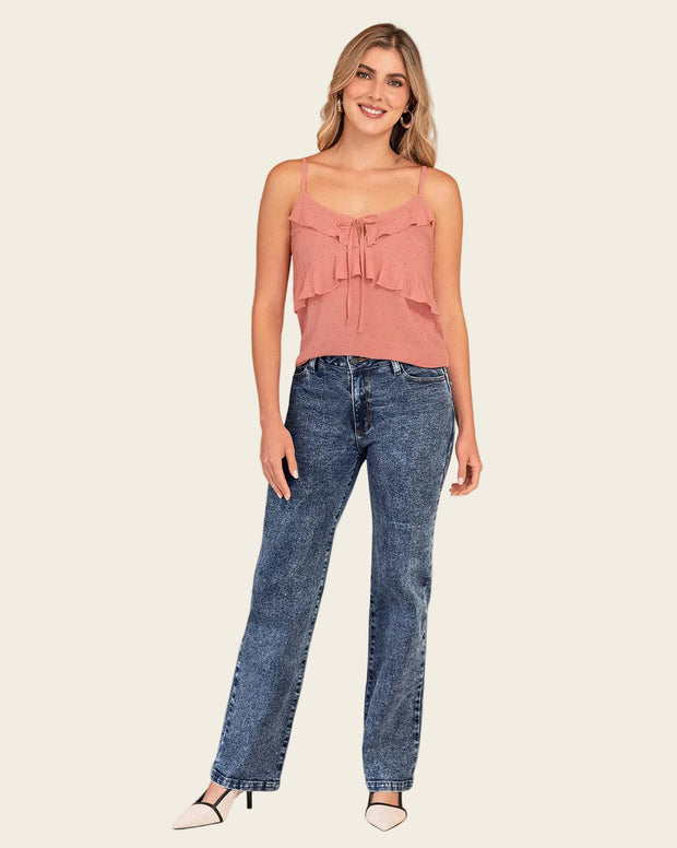 Camiseta de tiritas con boleros elaborada en tela con relieve