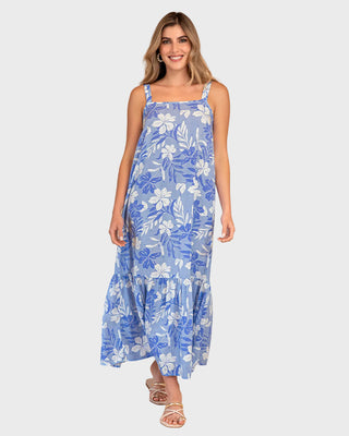 Vestido largo de escote recto y tiras gruesas#color_086-flores