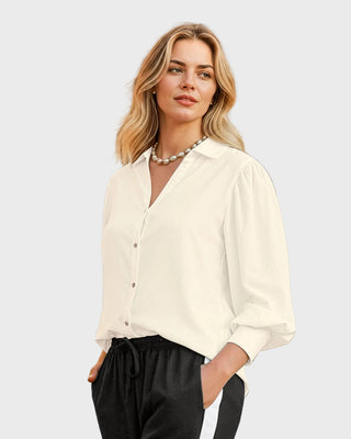 Camisa en tela tipo lino con mangas con volumen#color_018-marfil