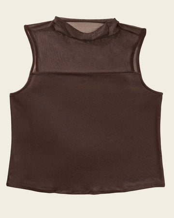 Blusa manga sisa con detalle en mesh en la parte superior#color_c24-cafe-medio