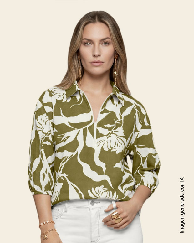 Blusa fluida con mangas con volumen