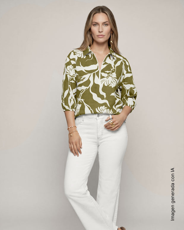 Blusa fluida con mangas con volumen